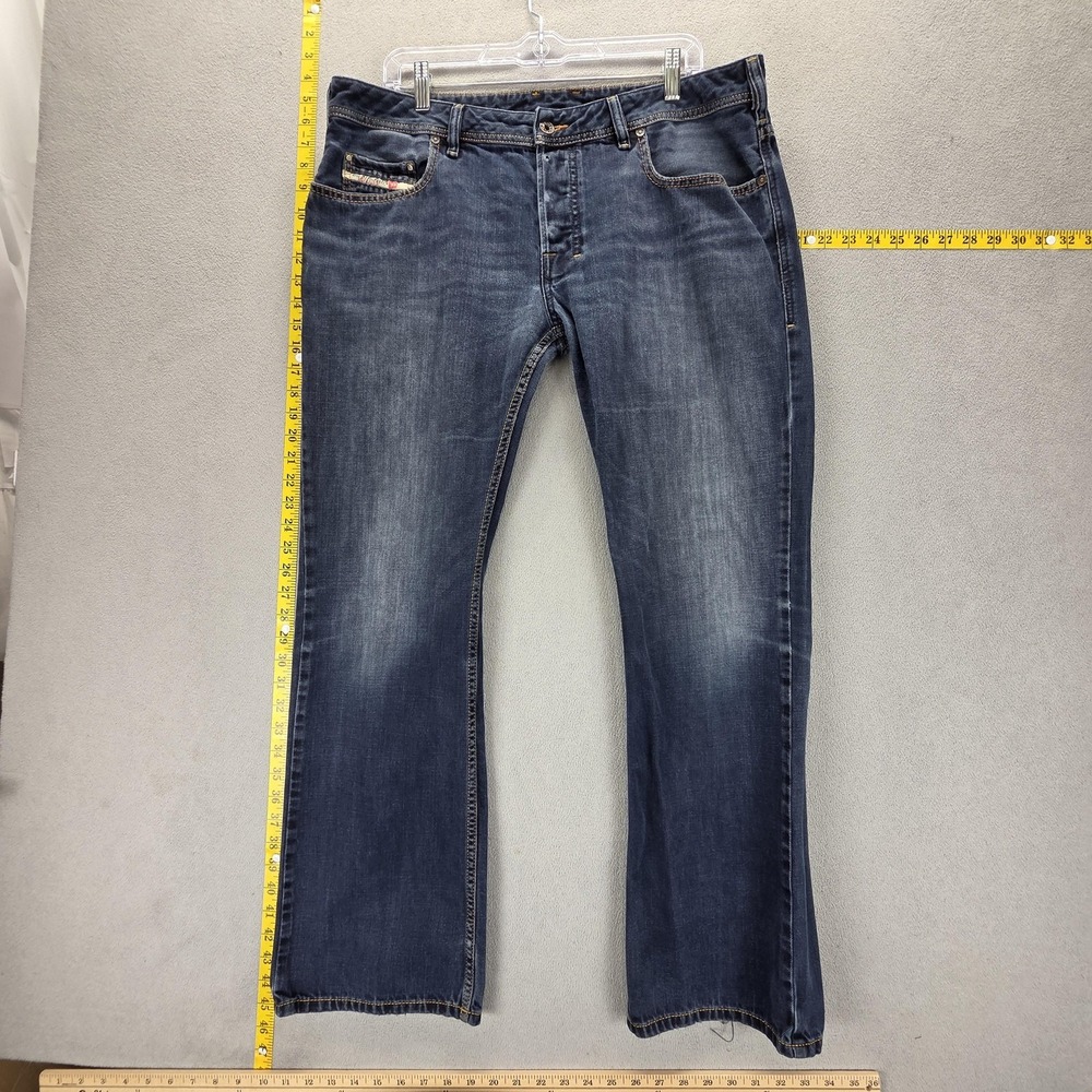 Diesel Jeans Mens 36x30 Blue Zatiny Regular Bootcut Button Fly Medium Wash 0837K
